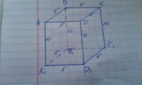Вправильной четырехугольной призме сторона основания 5 см,а высота призмы 12 см.вычислить площади бо