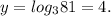 y=log_381=4.