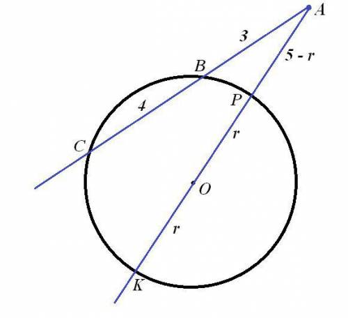 Вне окружности центром кот. явл. точка o отмечена точка a. прямая проходящая через точку а, пересека