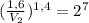 ( \frac{1,6}{V_2})^{1,4}=2^7