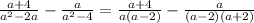 \frac{a+4}{a^2-2a}-\frac{a}{a^2-4}=\frac{a+4}{a(a-2)}-\frac{a}{(a-2)(a+2)}