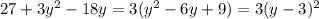 27+3y^2-18y=3(y^2-6y+9)=3(y-3)^2