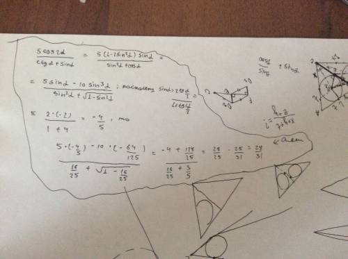 Вычислите (5cos2α) / (ctgα+sinα), если tgα/2=-2