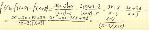 Если f(x) = 3x+2/x-5 , то разность f(x+2)-f(x+8) приводится к виду