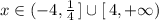 x\in (-4,\frac{1}{4}\, ]\cup [\, 4,+\infty )