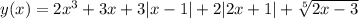 y(x)=2x^3+3x+3|x-1|+2|2x+1|+\sqrt[5]{2x-3}