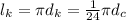 l_{k} = \pi d_{k}= \frac{1}{24} \pi d_{c}