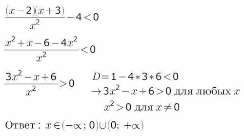 Решите неравенство (x-2) (x+3) / x^2 - 4 < 0 с решением