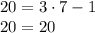 20=3\cdot7-1\\ 20=20