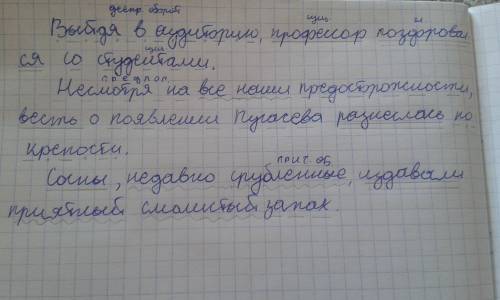 1.выйдя в аудиторию , профессор поздоровался со студентами. 2. несмотря на все наши предосторожности