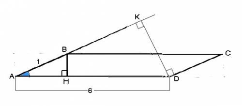 Впараллелограмме авсд ав 1 ад 6 sina 1/3 найдите большую высоту параллелограмма