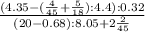 \frac{(4.35-( \frac{4}{45}+ \frac{5}{18}):4.4):0.32}{(20-0.68):8.05+ 2\frac{2}{45} }