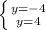 \left \{ {{y=-4} \atop {y=4}} \right.