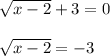 \sqrt{x-2}+3=0 \\ \\ \sqrt{x-2}=-3