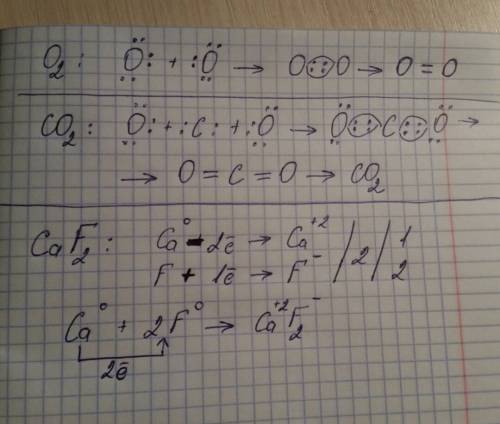 Определите вид связи, составьте электронные формулы о2, со2, саf2.