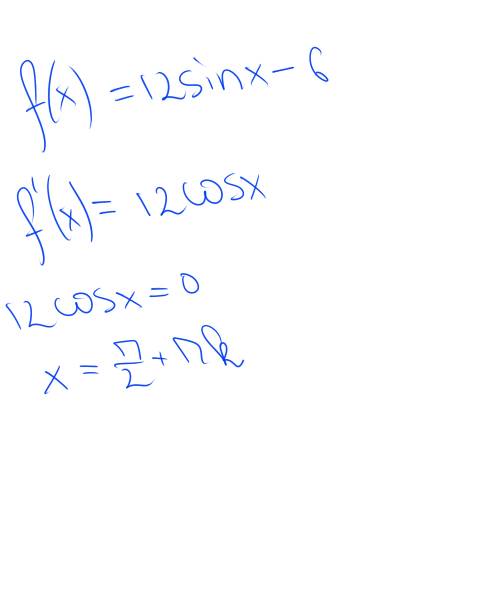 F(x)=12sinx-6 решите уравнение f'(x)=0