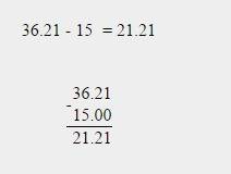 Решить этот пример столбиком 36,21-(12,24+2,76)=