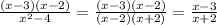 \frac{(x-3)(x-2)}{x^2-4}= \frac{(x-3)(x-2)}{(x-2)(x+2)} = \frac{x-3}{x+2}