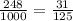 \frac{248}{1000} = \frac{31}{125}