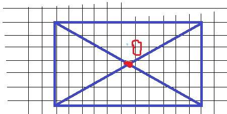 Начерти на клетчатой бумаге прямоугольник проведи его диагонали отметь точку пересечения диагоналей
