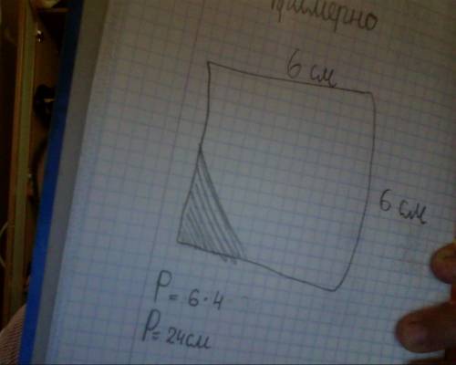 Если можно то с рисунком. начетри квадрат со стороной 6см. найди периметр. закрась третью часть квад