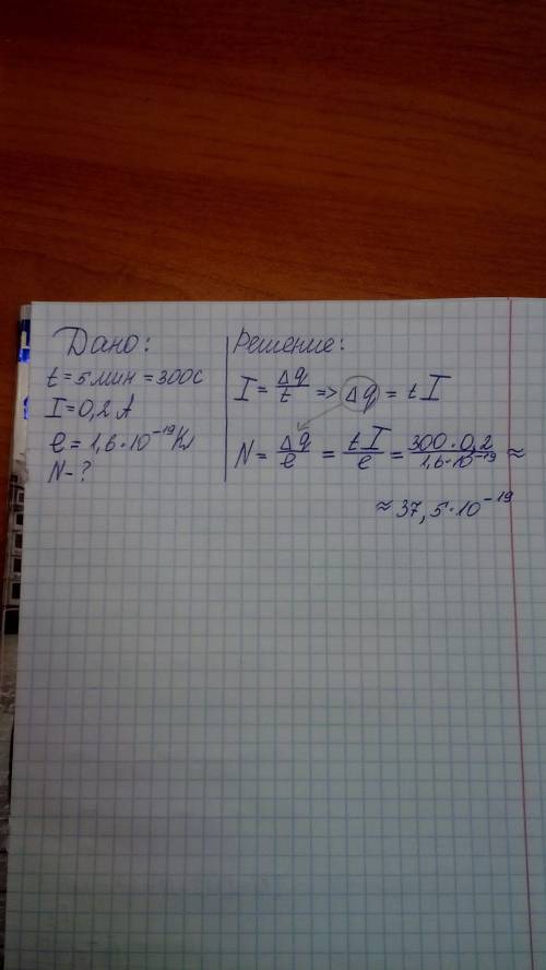 Сила тока сперли лампы 0,2а. сколько электронов проходят через поперечное сидение за 5 минут