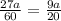 \frac{27a}{60}= \frac{9a}{20}