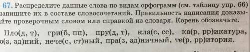 Распределите данные слова по орфограмм см на таблицу с 66 и запишите их в составе словосочетаний пра