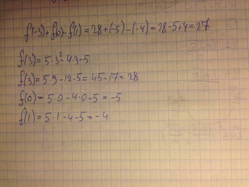 Найти значення f(-3)+f(0)-f(1) для функції f(x)=5x2-4x-5