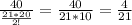 \frac{40}{ \frac{21*20}{2!} }= \frac{40}{21*10}= \frac{4}{21}