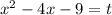 x^2-4x-9=t