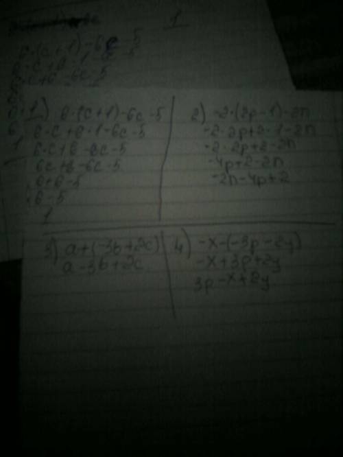 6(с+1)-6с-5 -2(2p-1)-2n a+(-3b+2c) --2y) -(m-2n)+(3a+b) (x--x)+(9-x)