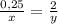 \frac{0,25}{x} = \frac{2}{y} &#10;