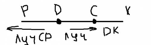 Построить два луча ср dk,чтобы точка с лежала на лучеdk,а точка d на луче ср
