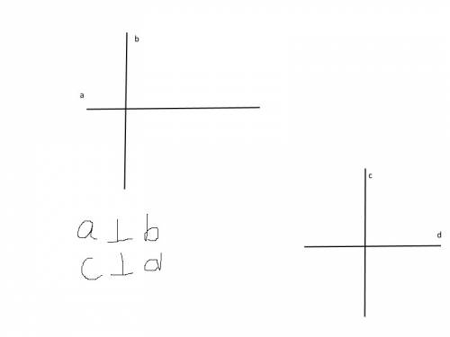 Постройте две перпендикулярные прямые обозначьте их и запишите факт перпендикклярности используя соо