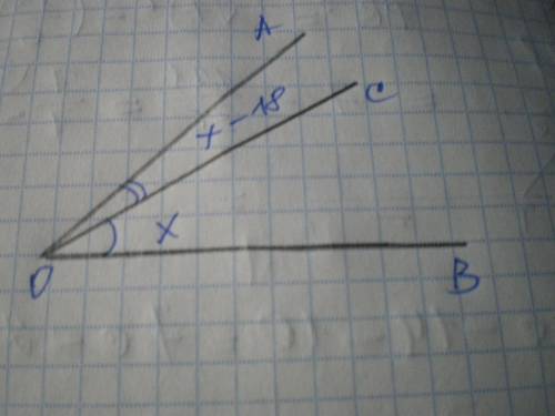Луч oc делит угол aob на два угла . найдите угол cob если aob равен 78 градусов угол aoc на 18 граду