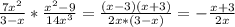 \frac{7 x^{2} }{3-x} * \frac{ x^{2} -9}{14 x^{3} } = \frac{(x-3)(x+3)}{2x*(3-x)} = - \frac{x+3}{2x}