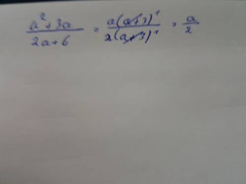 Сократить дробь сверху: a^2+3a снизу: 2a+6