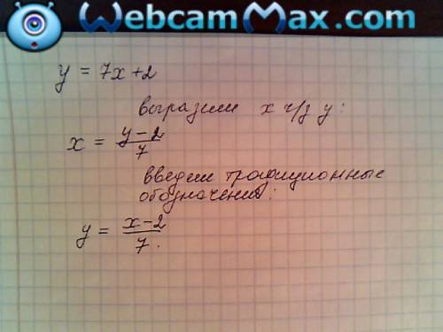 Найдите обратную функцию к функции y=7x+2 !