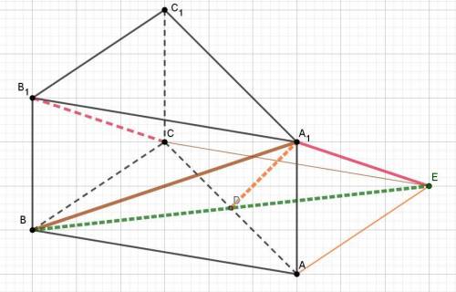 Дана правильная треугольная призма abca1b1c1 с основаниями abc и a1b1c1. скрещивающиеся диагонали ba