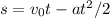 s=v_0t-at^2/2