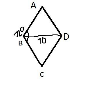 Один из углов ромба равен 120 а диагональ а диагональ исходящая из вершины этого угла равна 10 см на