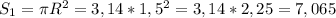 S_1= \pi R^2=3,14*1,5^2=3,14*2,25=7,065