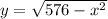 y= \sqrt{576- x^{2} }