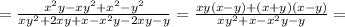 = \frac{x^2y-xy^2+x^2-y^2}{xy^2+2xy+x-x^2y-2xy-y} = \frac{xy(x-y)+(x+y)(x-y)}{xy^2+x-x^2y-y}=