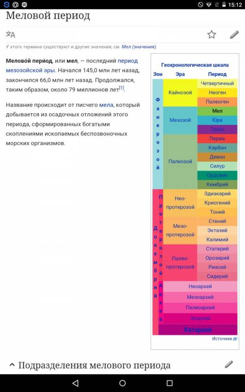 Каким индексом обозначен меловой период?