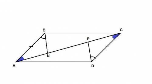 На диагонали ac параллелограмма abcd отметили точки n и p так что уголabn=углуcdp (точка n лежит меж