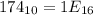 174_{10}=1E_{16}