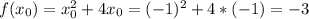 f(x_0)=x^2_0+4x_0=(-1)^2+4*(-1)=-3