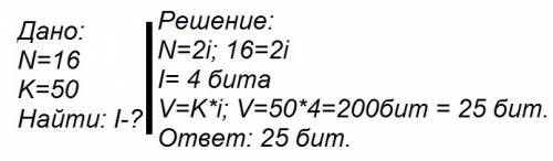 2. сообщение, записанное буквами из 16-символьного алфавита, со-держит 50 символов. какой объём инфо